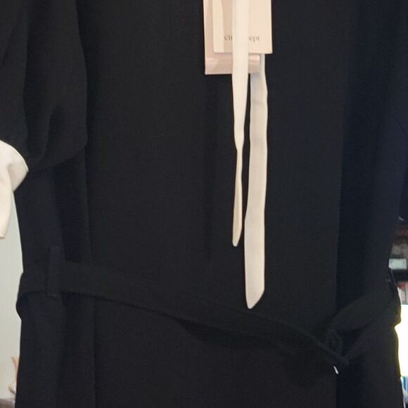 New Cinq à Sept Isabelle Short black Dress Ivory Collar & Tieneck Sz 10 MSRP 465 - Picture 13 of 15
